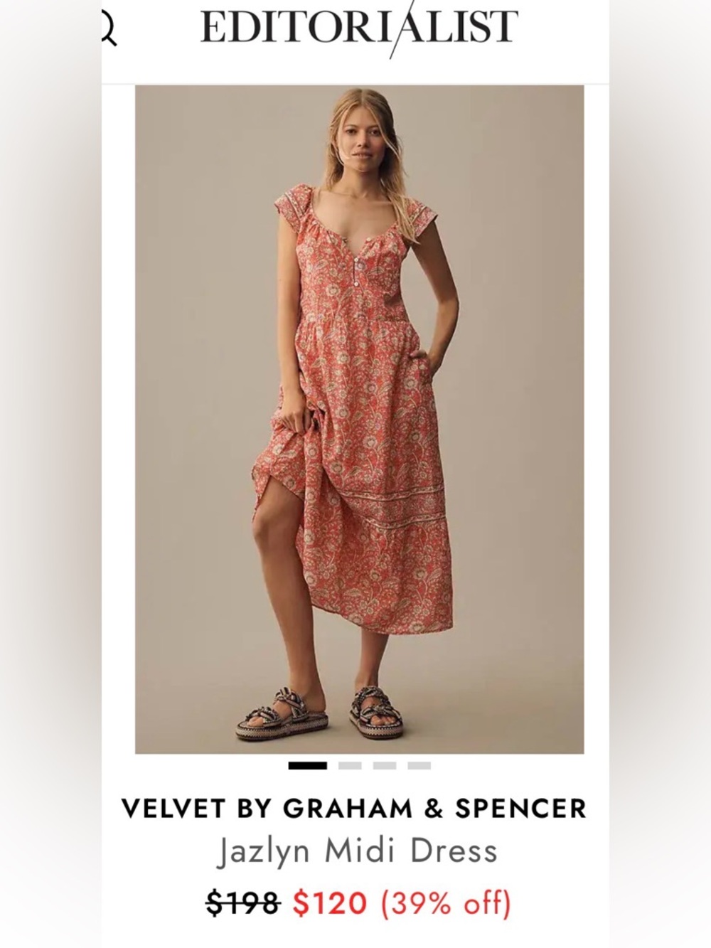 Velvet by Graham & Spencer Coral Paisley Midi Dress